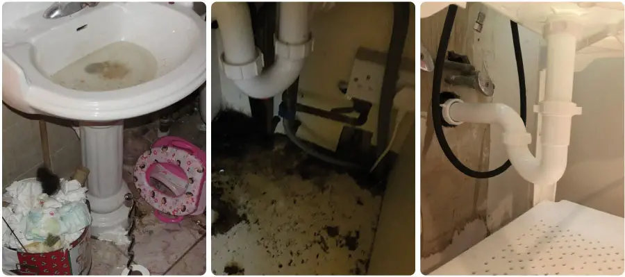 An image showing under sinks where roaches can hide